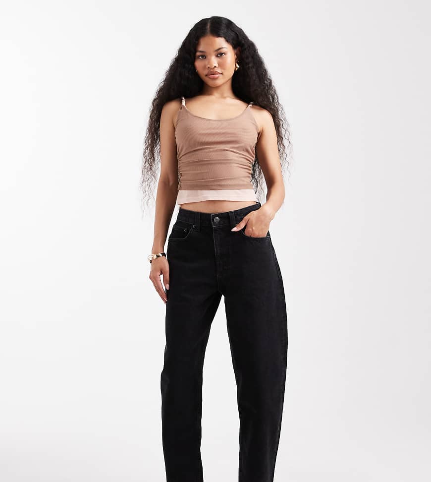 ASOS DESIGN Petite slim barrel jeans in washed black