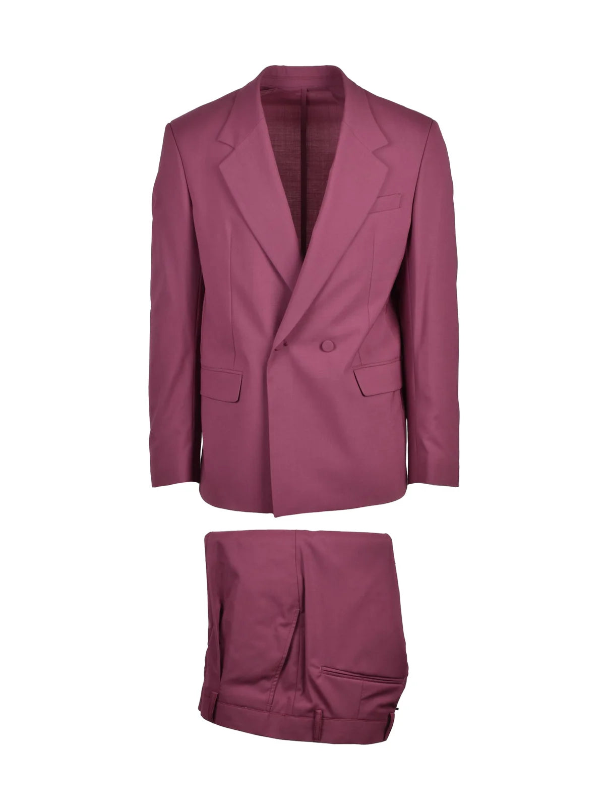 Red Virgin Wool Polyester Elastane Men Suit