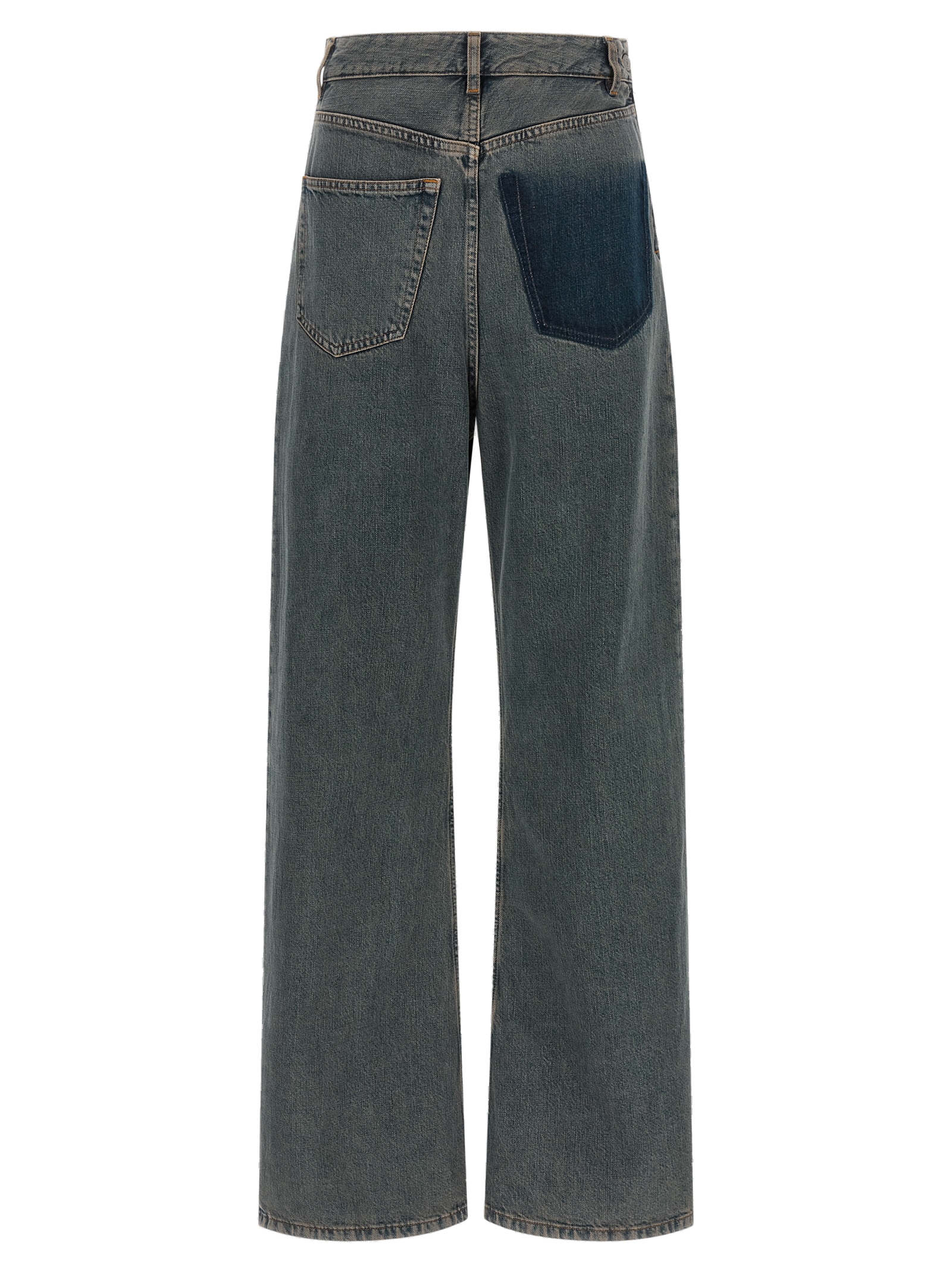 Deconstructed Wide-Leg Denim Jeans — Gray