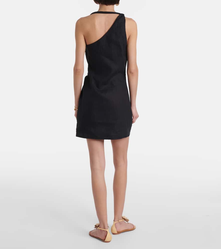 Affogato asymmetric linen minidress