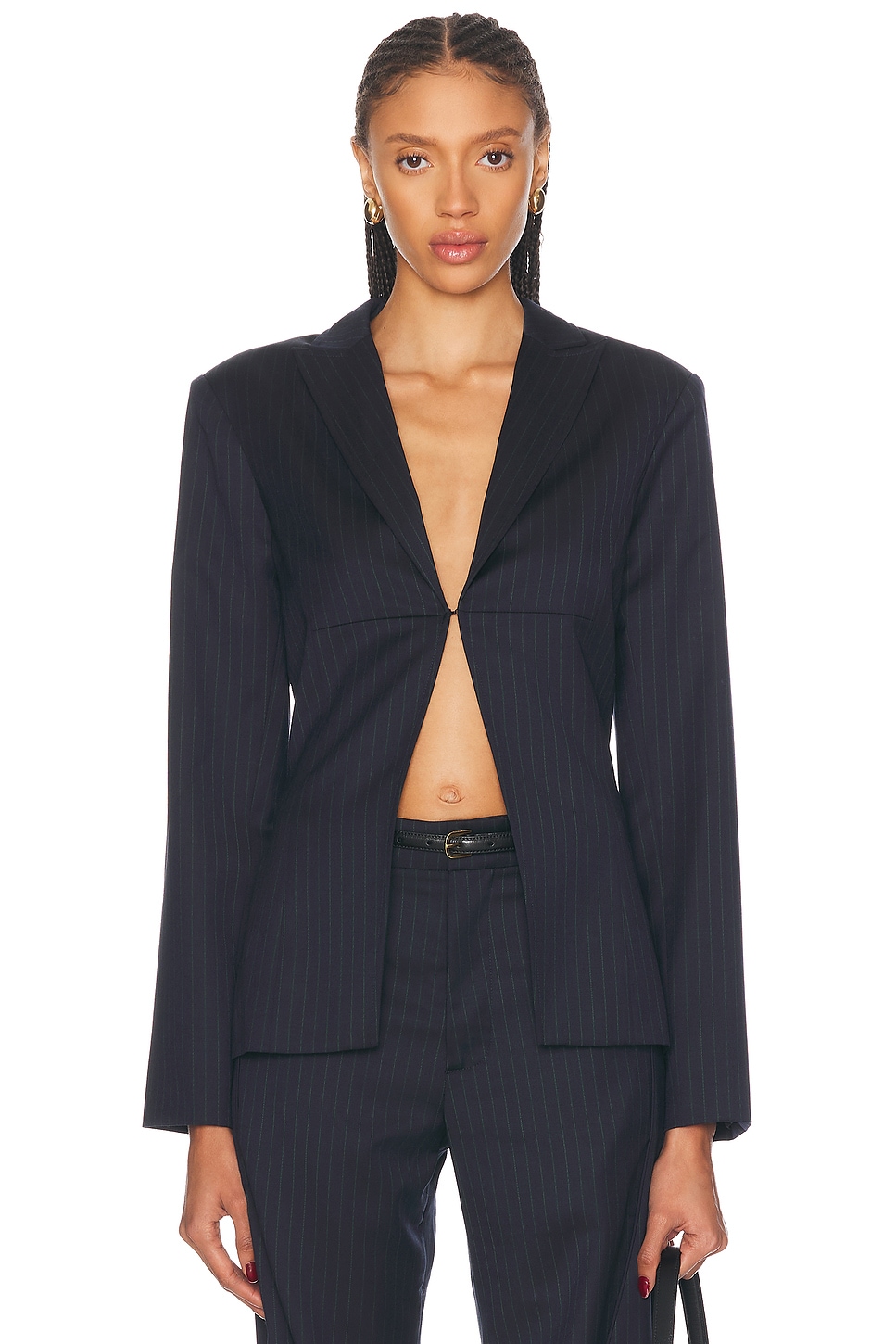 Mimchik Pinched Blazer in Pinstripe - Navy.  4 also in