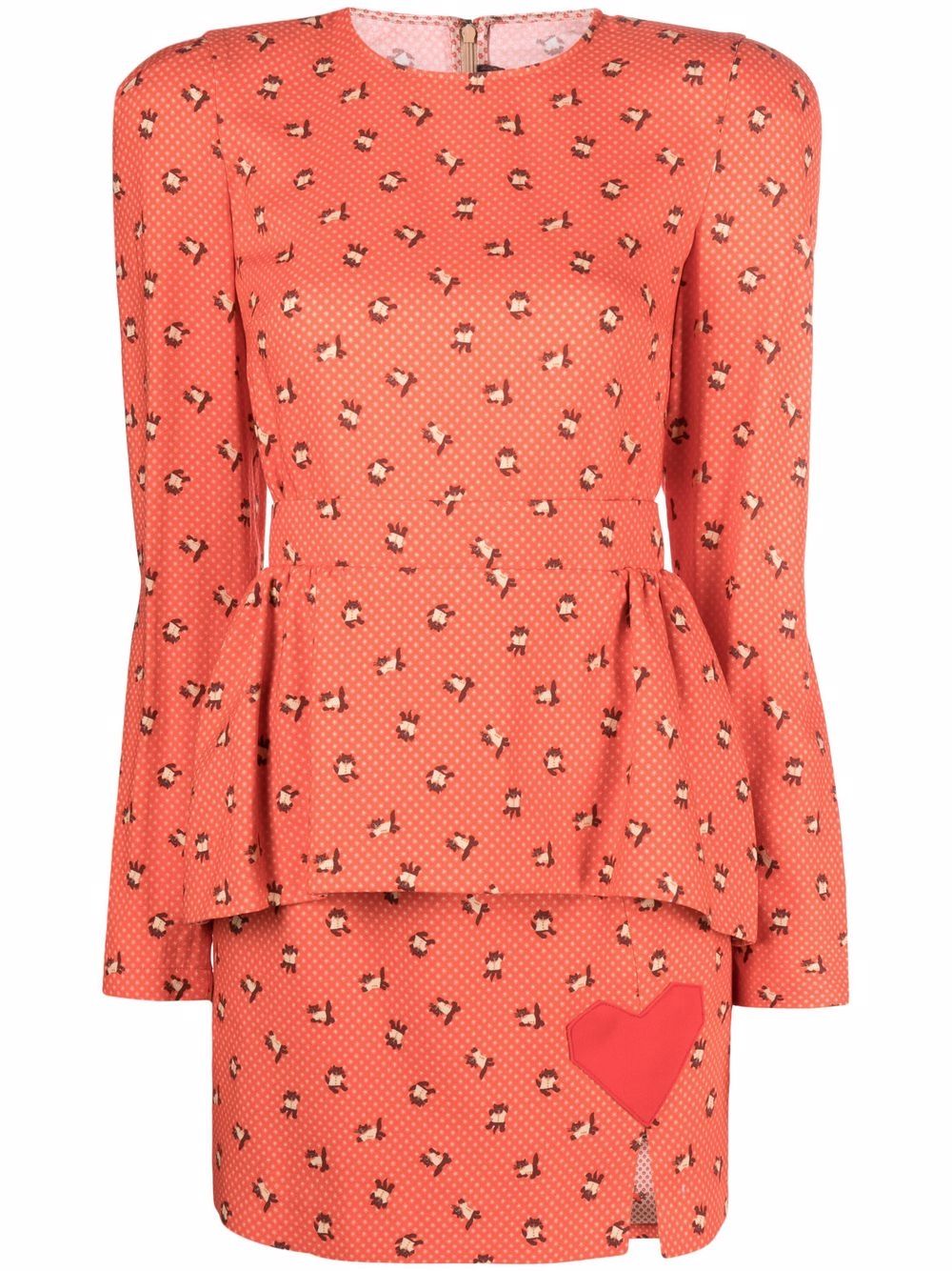 Printed peplum dress - Red