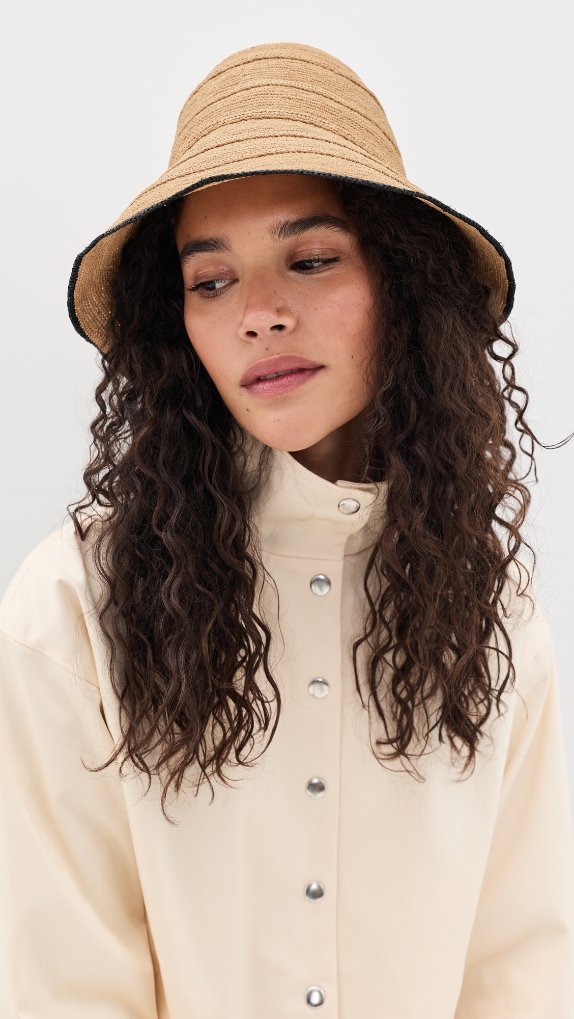 Teagan Raffia Hat Sand/Black