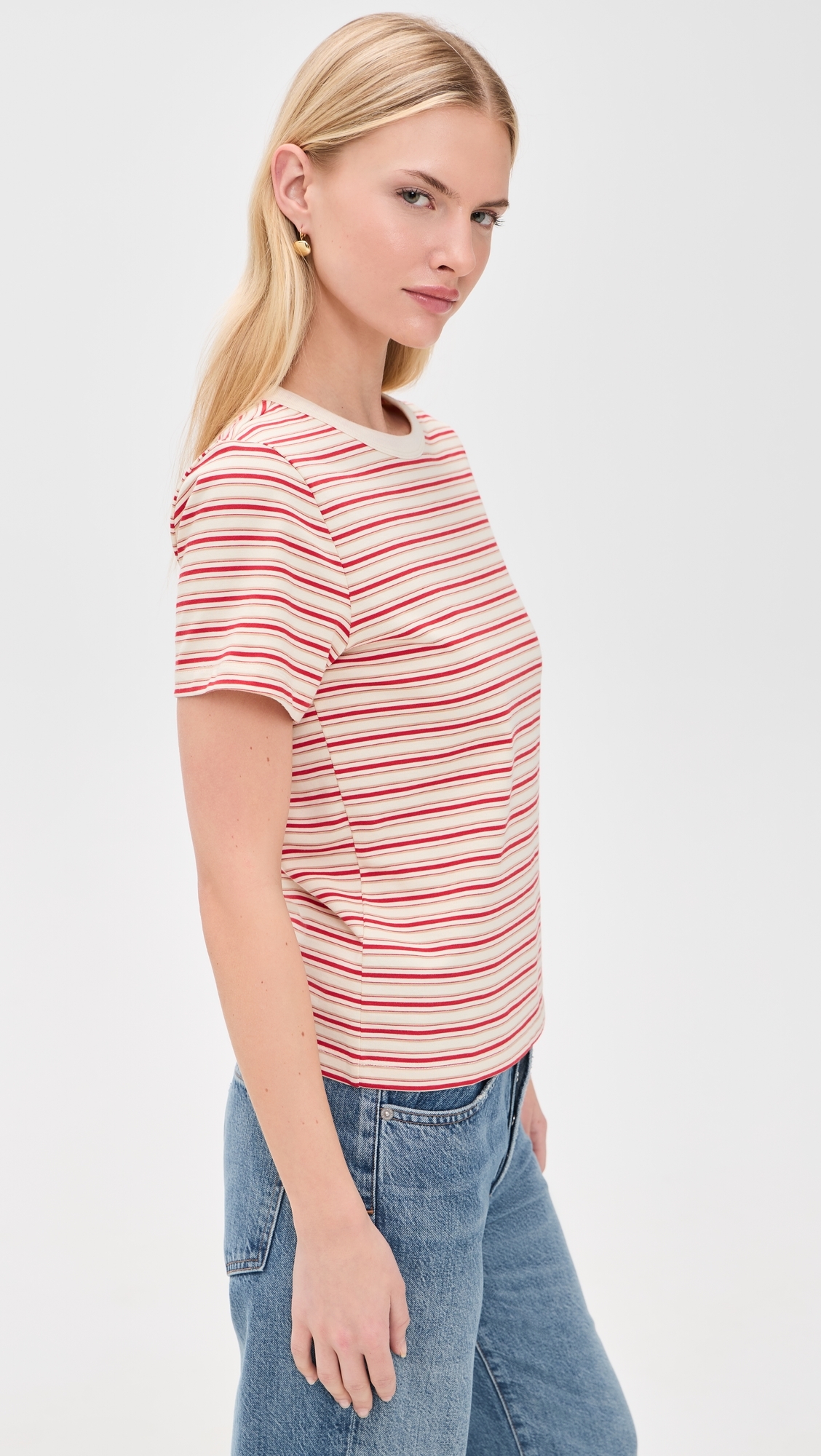 Alba Tee White Red Stripe