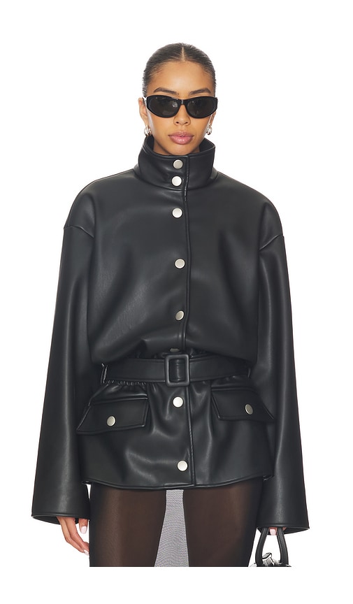 Lovers and Friends Isabela Faux Leather Jacket in Black. L. Also in XXS, XS, S