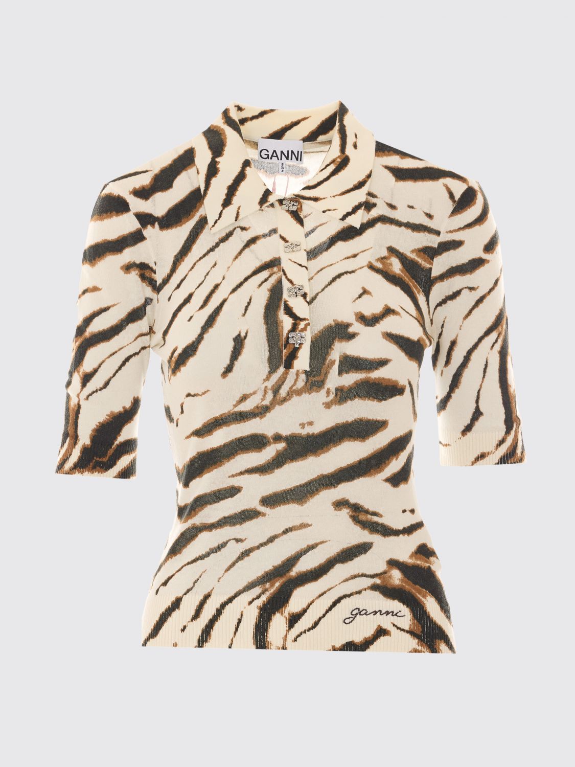Zebra-Print Organic Cotton-Blend Knit Polo