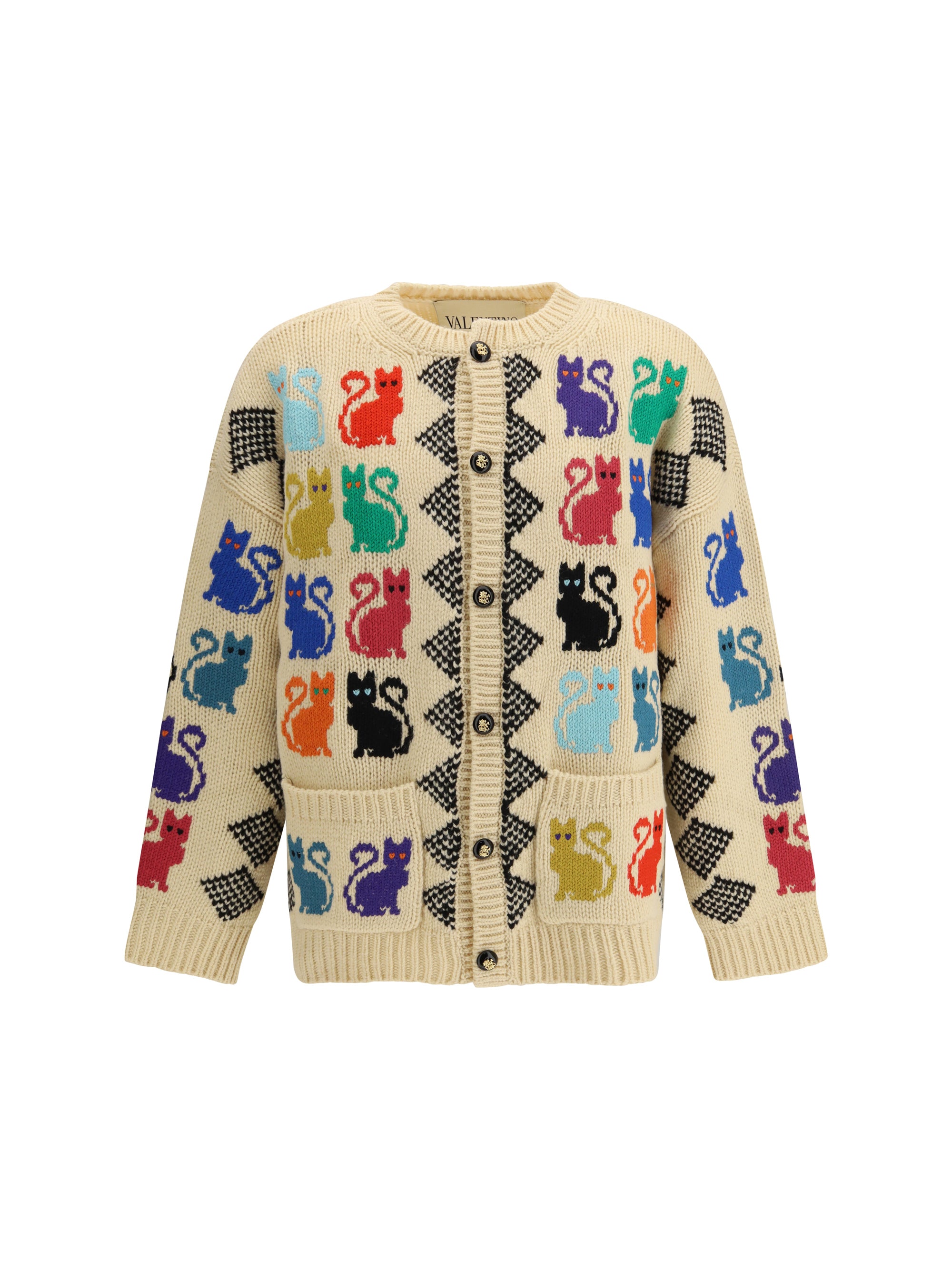 Le Chat De La Maison Jacquard Cardigan — Beige