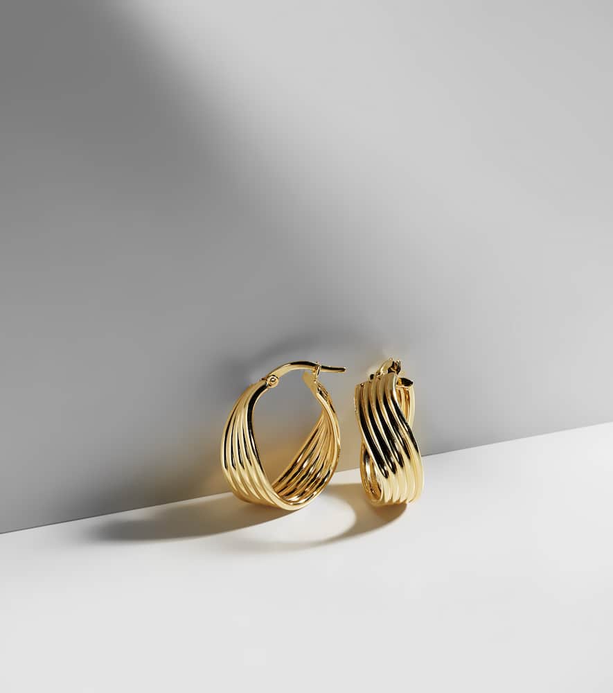 Stone and Strand Swerve 10kt gold earrings