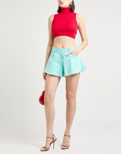 Woman Denim shorts Turquoise Size S Cotton, Elastane