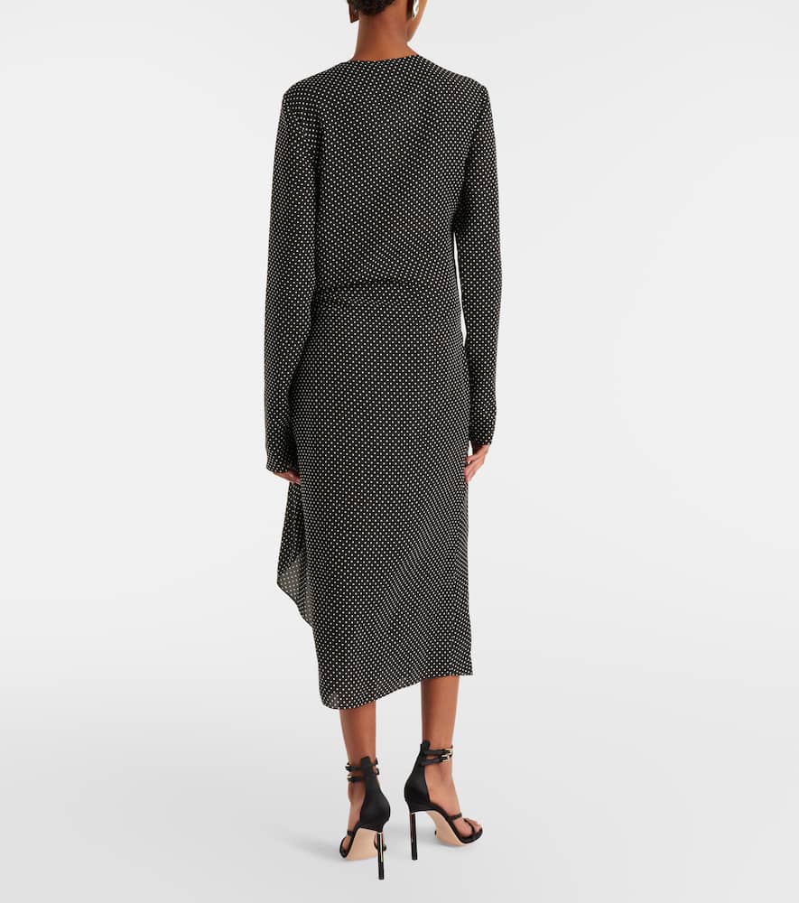 Polka-dot silk midi dress