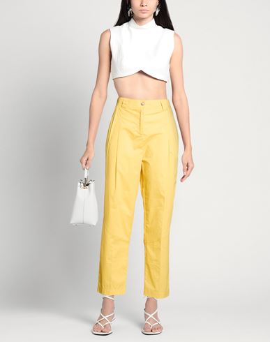 Woman Pants Yellow Size L Cotton