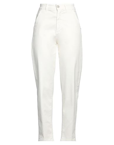 Woman Pants Ivory Size 28 Cotton, Elastane