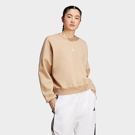 Women's Essentials Small Logo Feel Cozy Sweatshirt in Warm Sandstone/White 