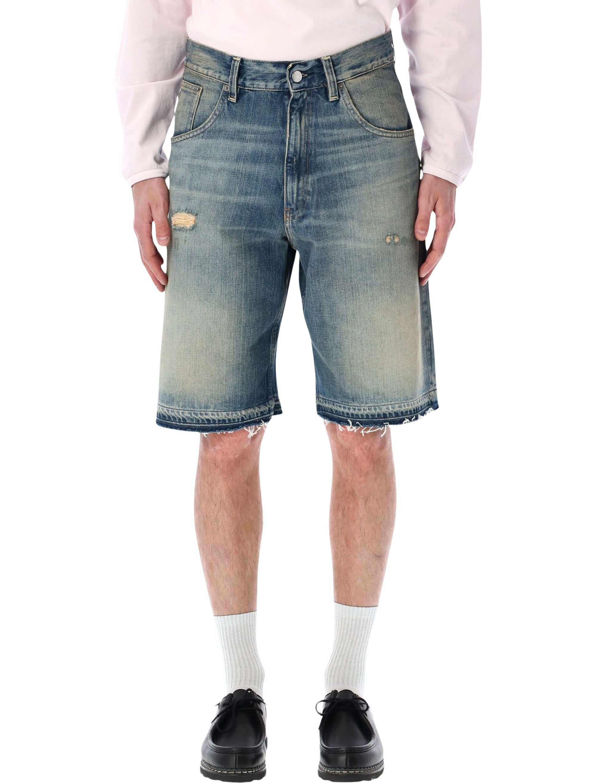 Men's Retro Distressed Denim Shorts Size 32