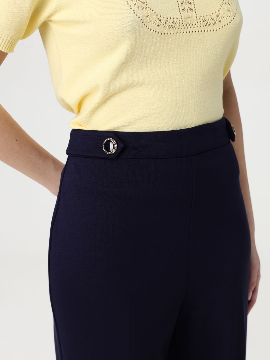 Button-detail wide-leg trousers - White