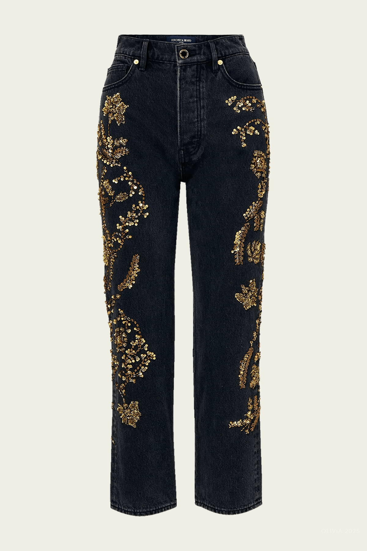 Daniela Embellished Straight-Leg Jean in Washed Onyx