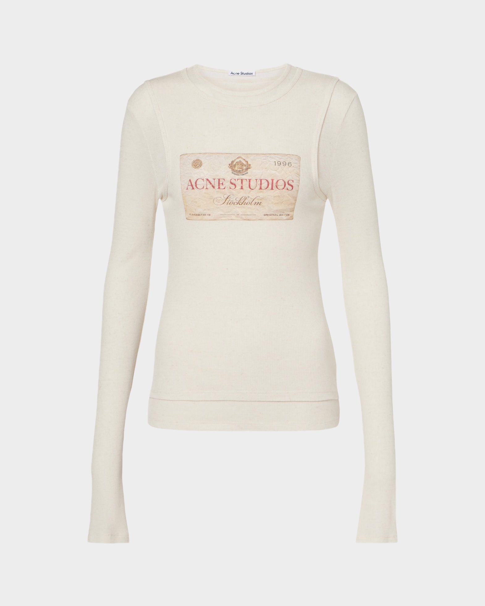 Acne Studios T-Shirt Double Layered Long Sleeve Ecru