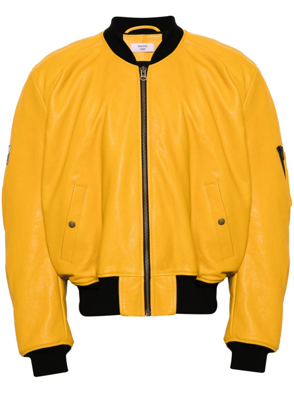 Zip-up leather bomber jacket - Yellow