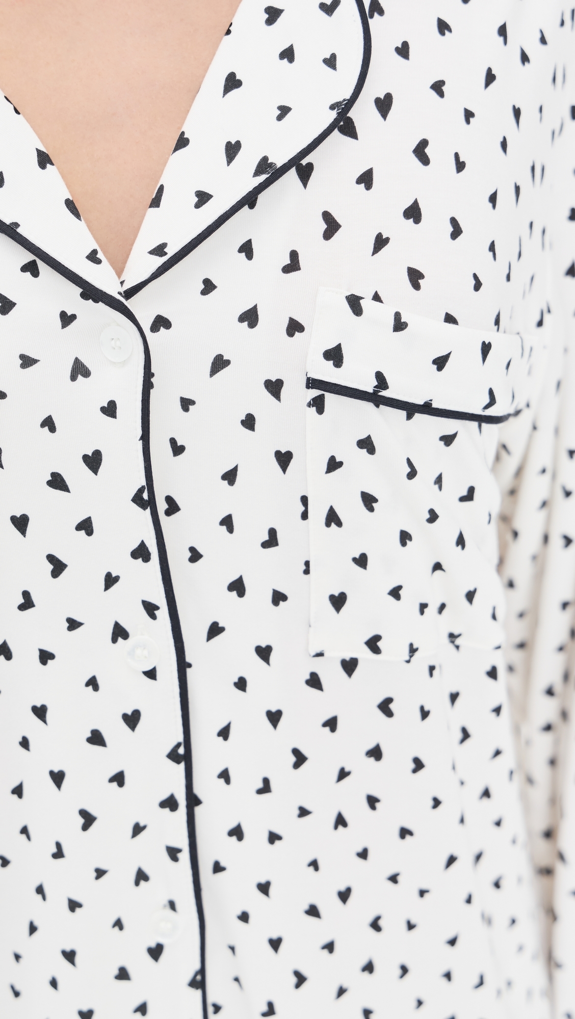 Gisele Printed Long Pajama Set Heart To Heart Black/Black