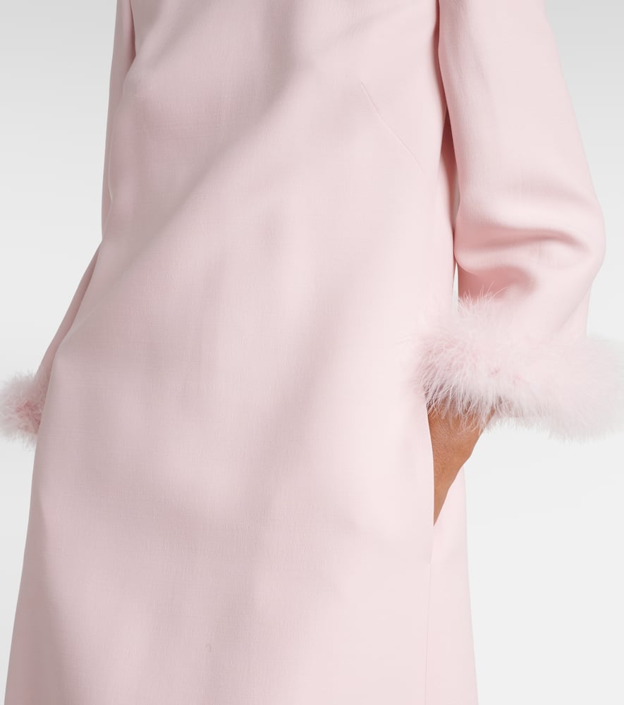 Crepe Couture feather-trimmed midi dress