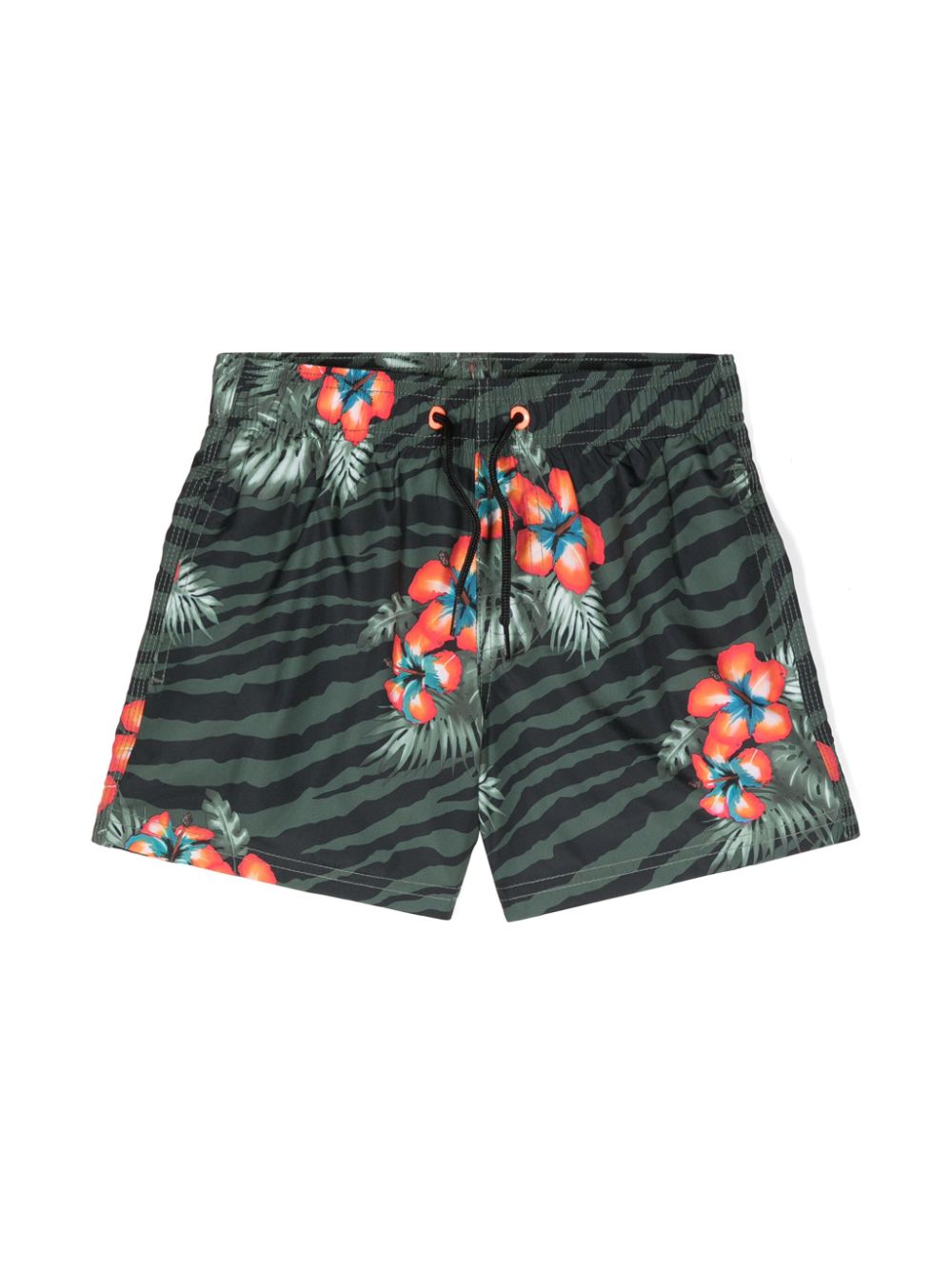 Floral zebra-print swim shorts - Green