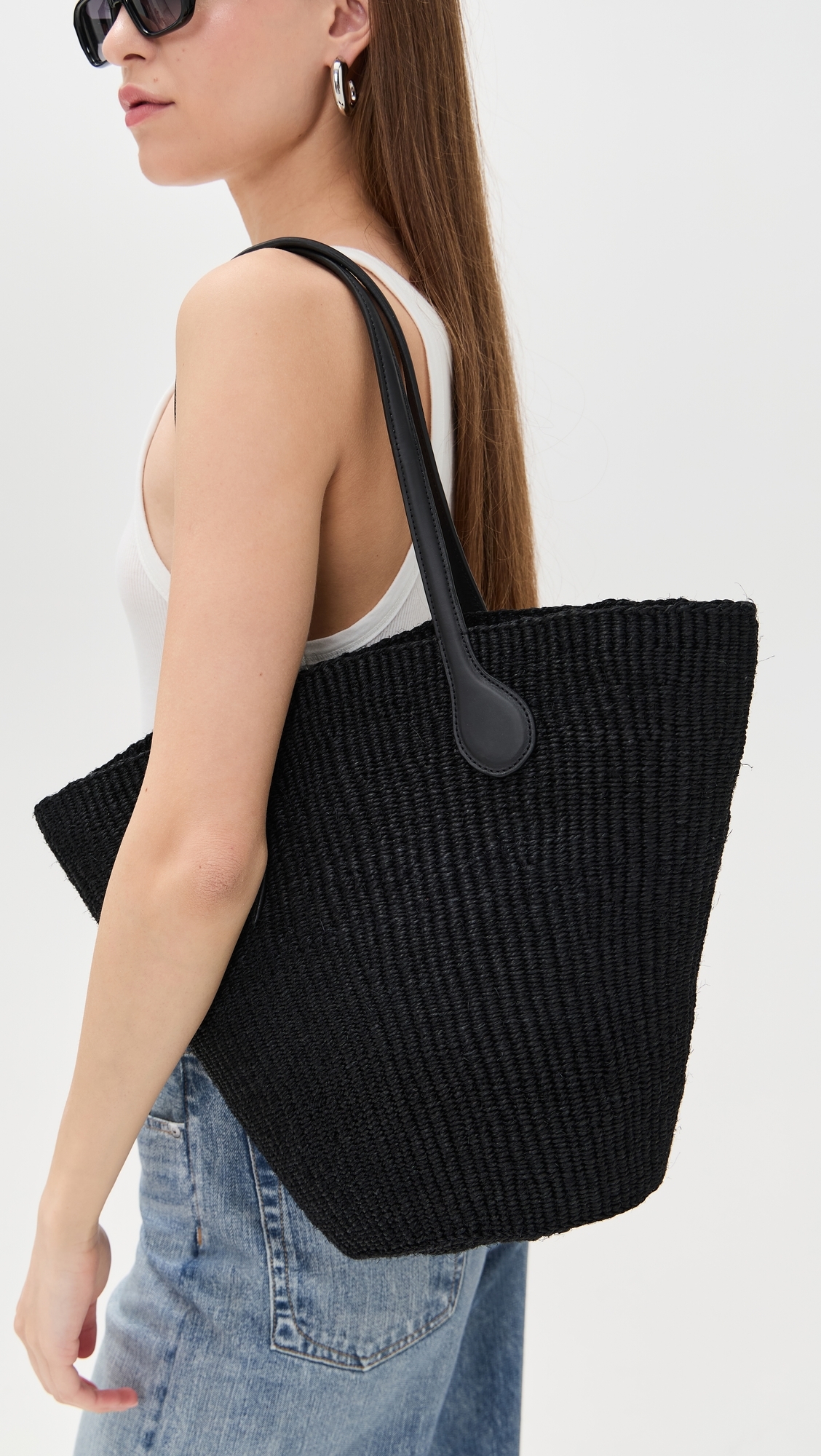 Liffner Straw Basket Bag Black One Size