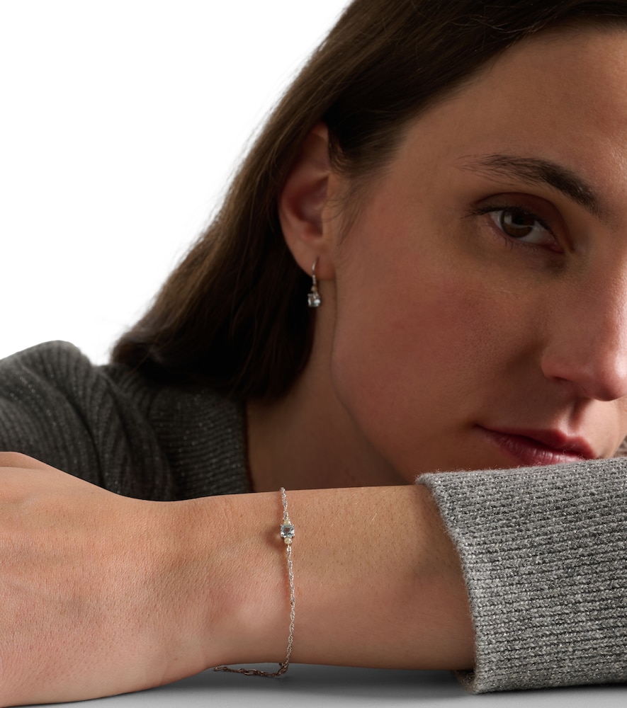 Delicate 14kt white gold bracelet with aquamarine and pearls
