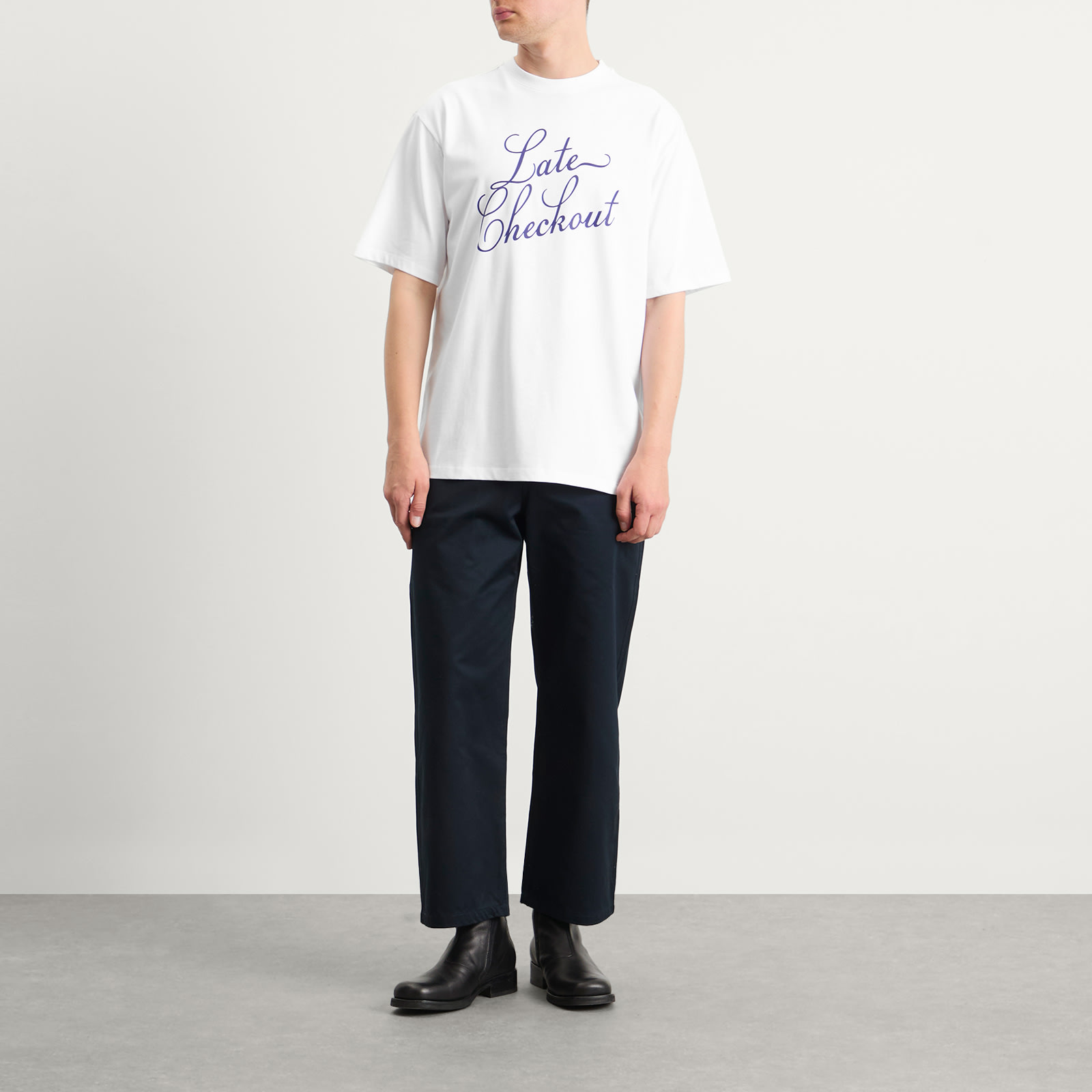 Men's Blue Script T-Shirt in White