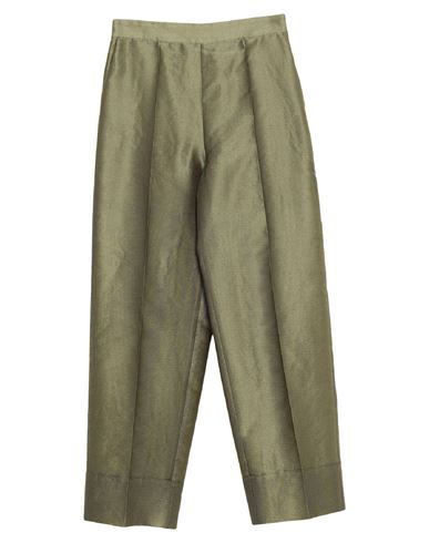 Emporio Armani Woman Pants Military green Size 4 Polyester, Silk