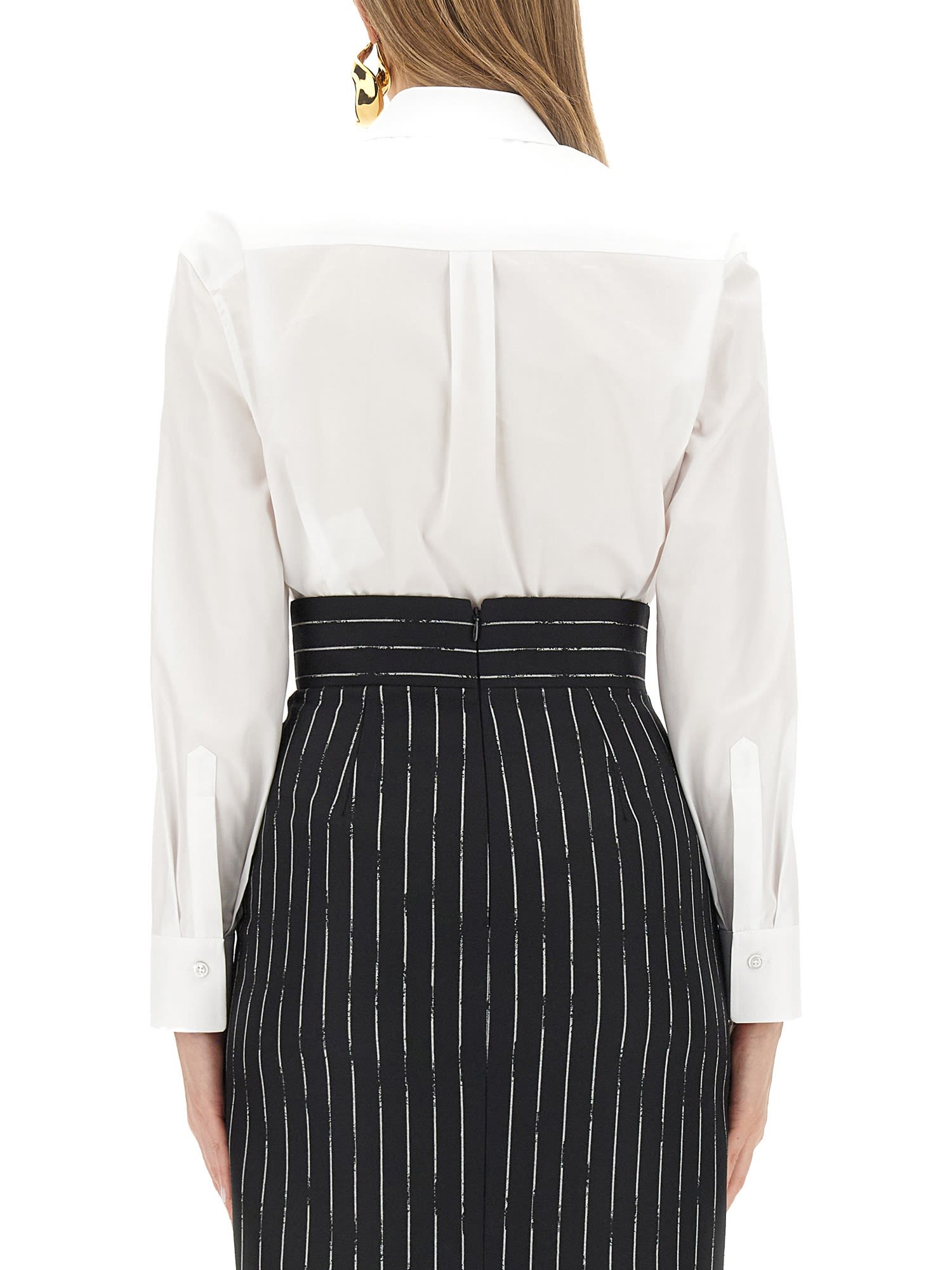 Point-collar cotton shirt - White