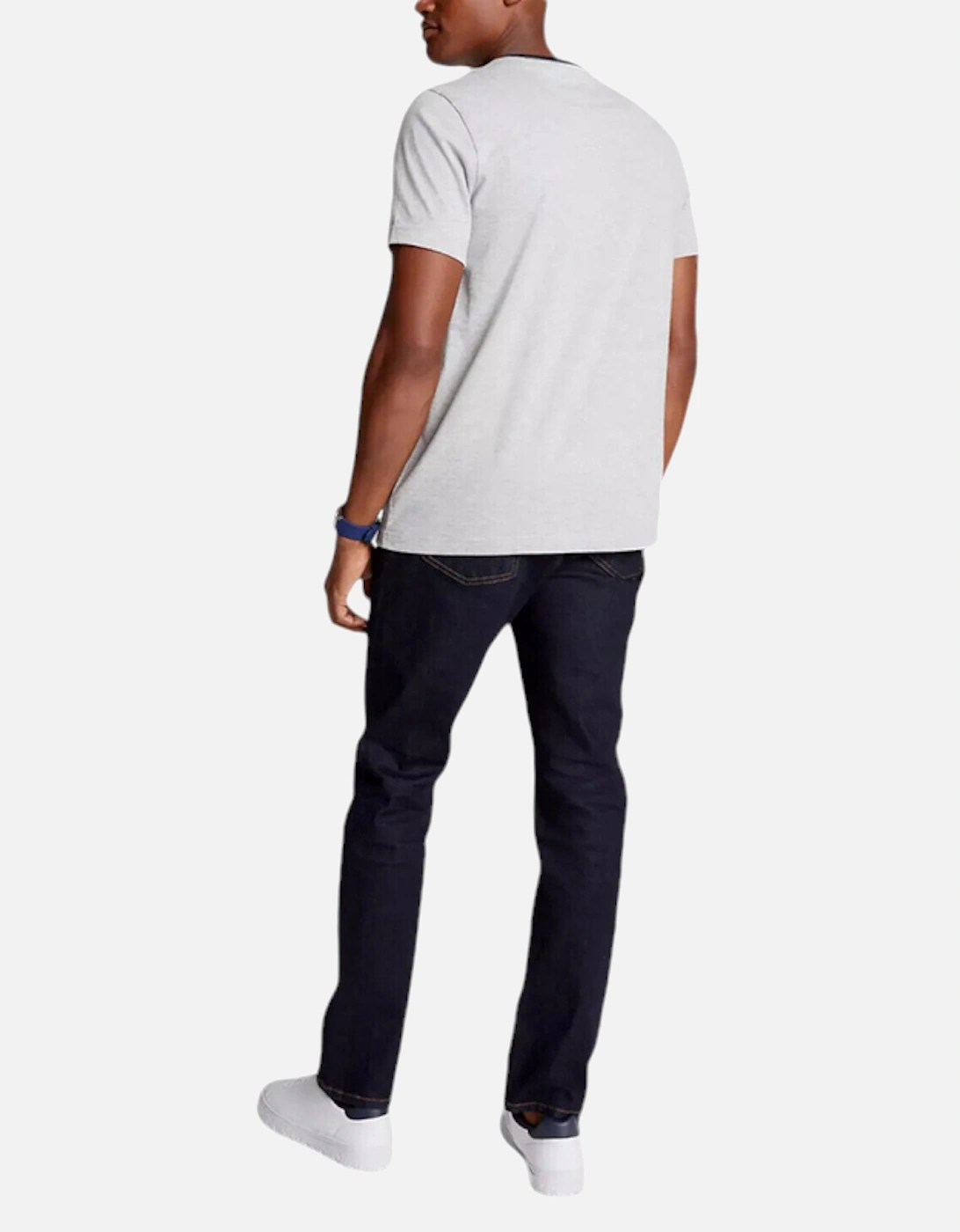 Men's Tommy Hilfiger Mens T Shirts Crew Neck Signature Stripe Summer Cotton Tino Tee - Grey