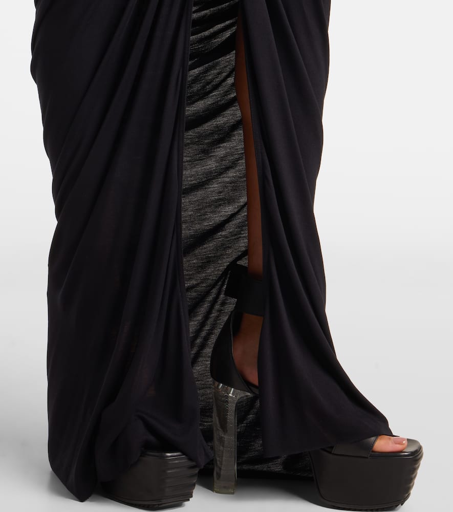 Poppy ruched open-back jersey gown