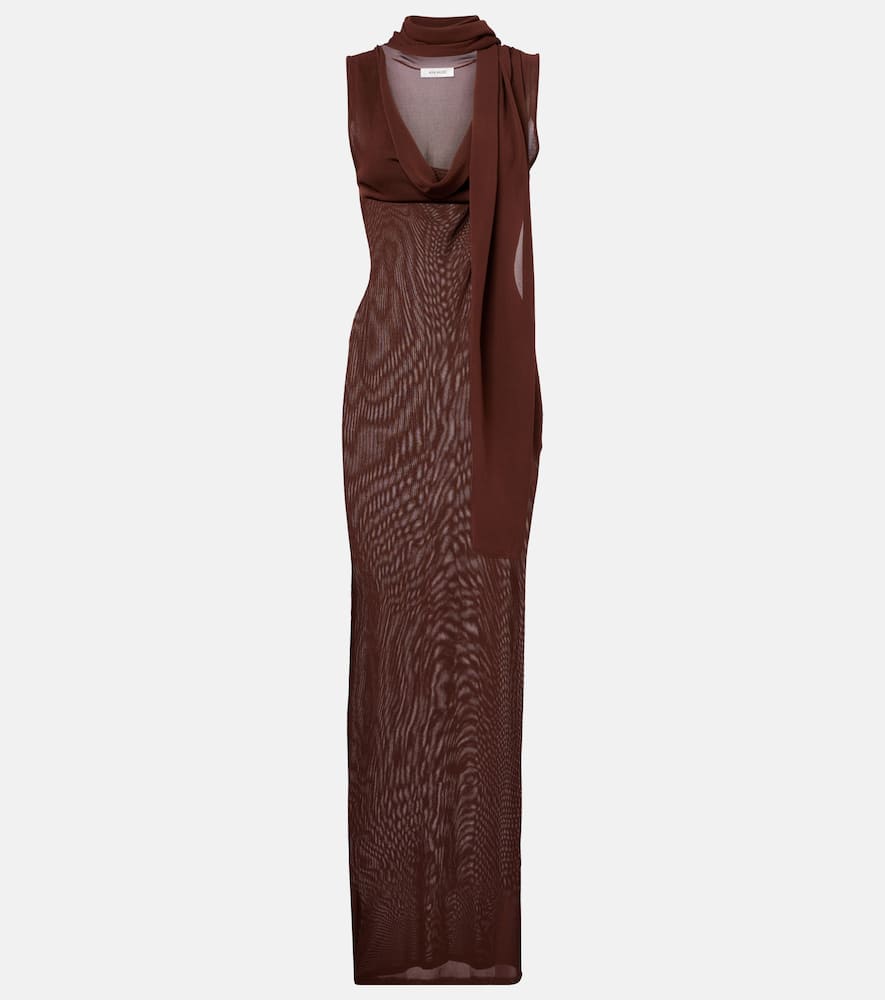 Scarf-detail draped maxi dress