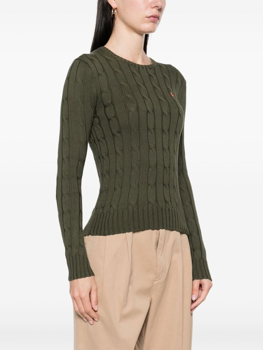 Olive cable-knit sweater