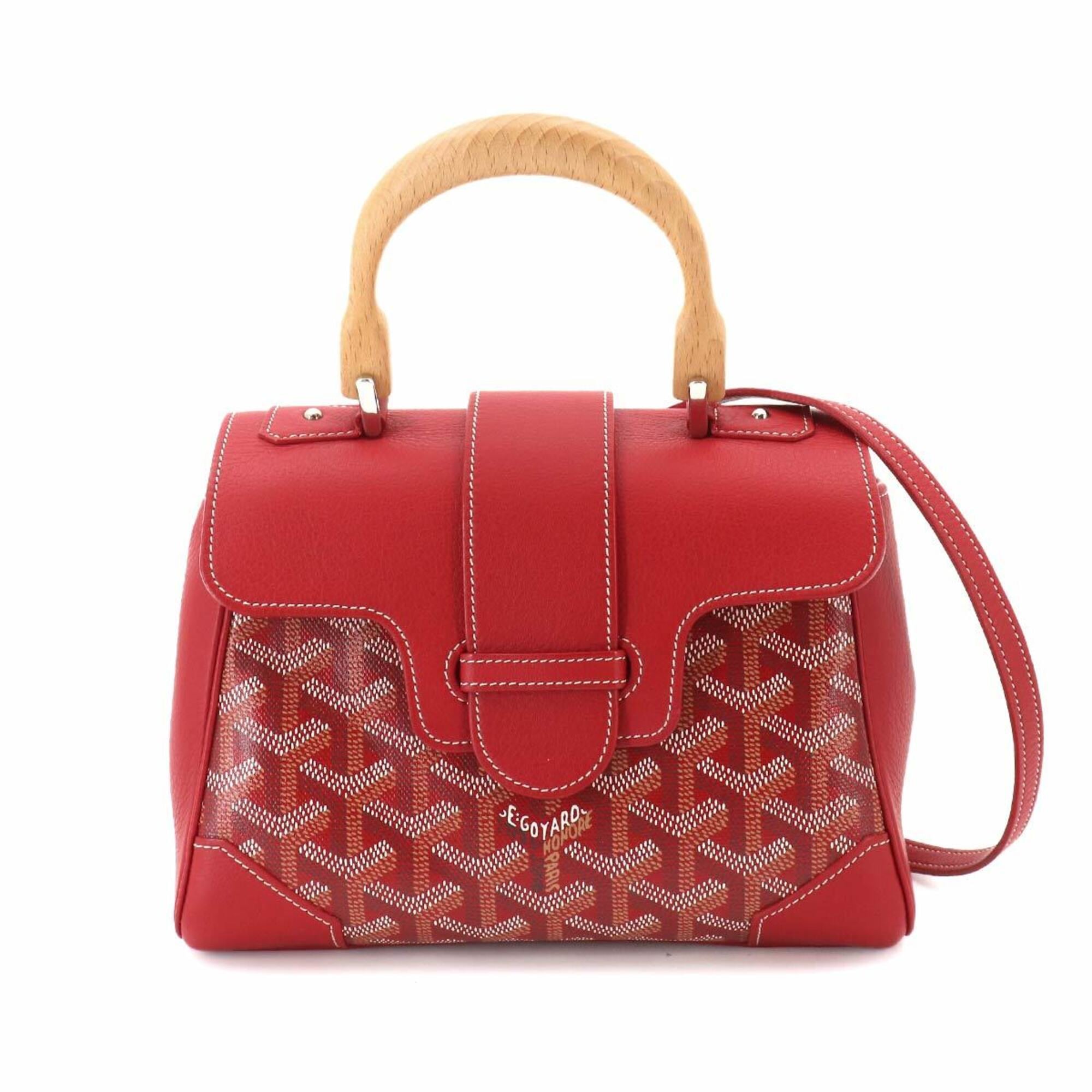 Goyard Red Color Pvc Wood Handbag Pre-Owned
