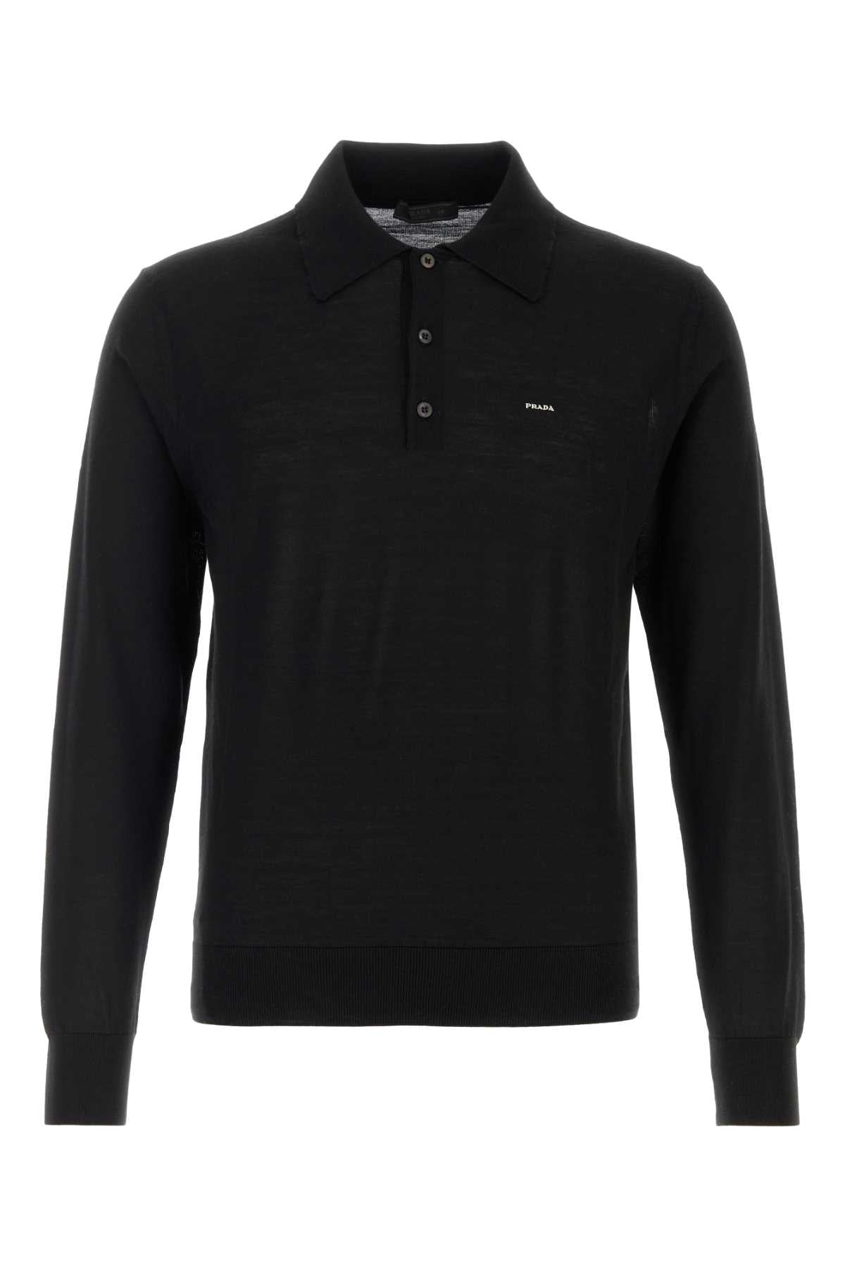 Virgin Wool Polo Shirt — Black