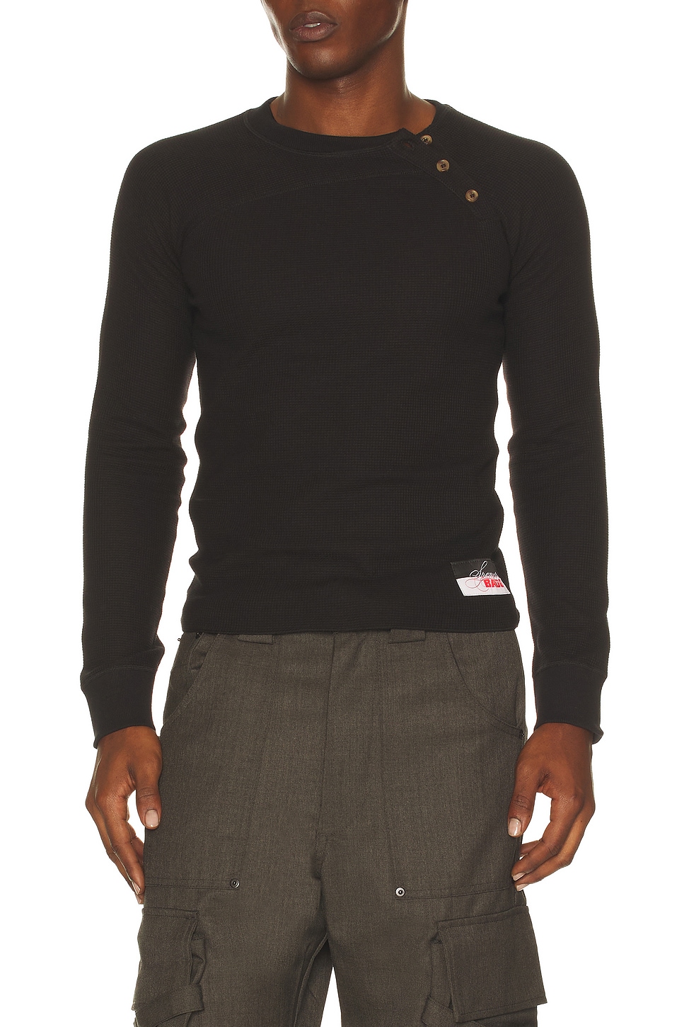 Spencer Badu Red Layered Long Sleeve Tee in Black