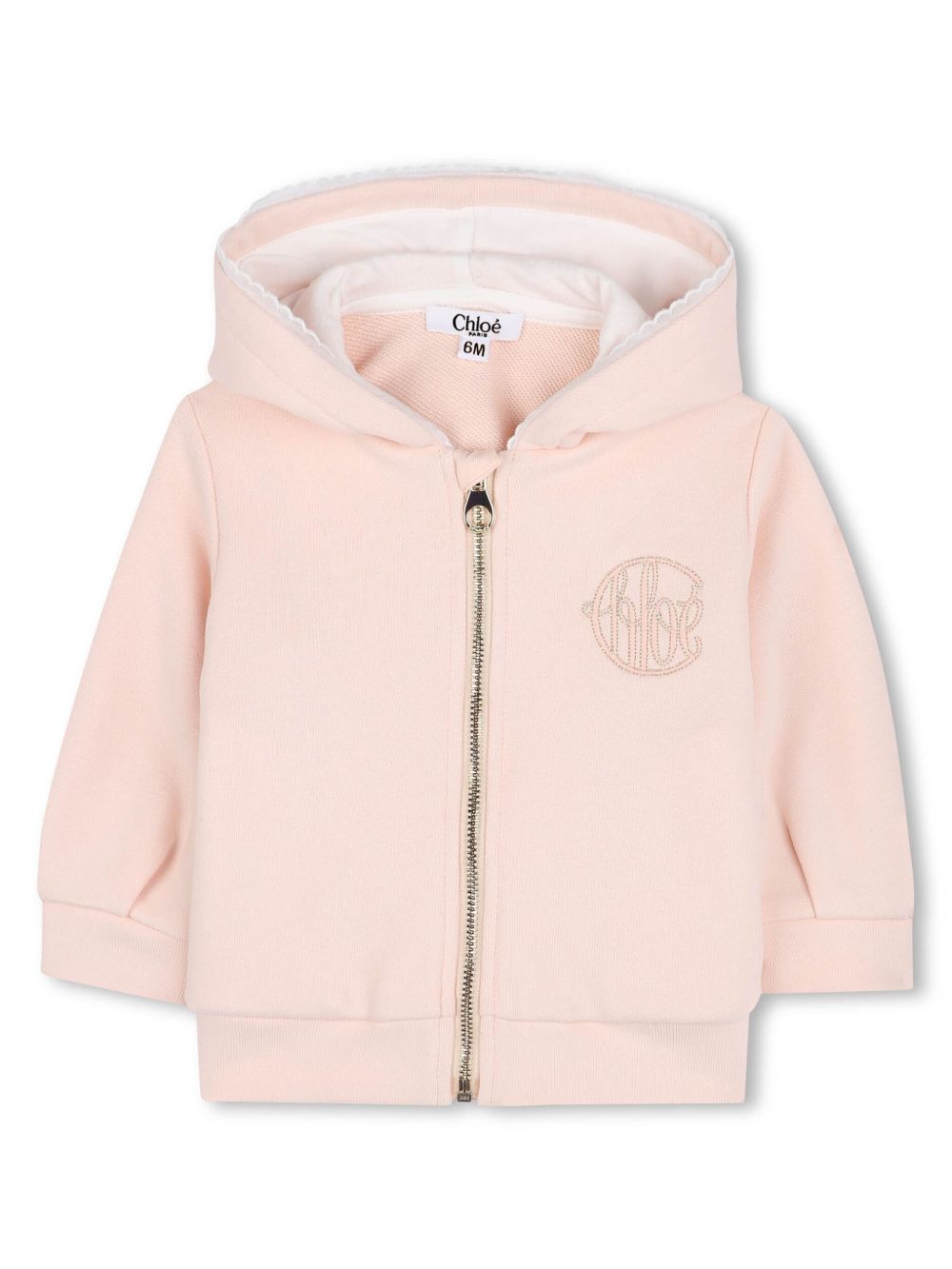 Logo-embroidered cotton hoodie - Pink