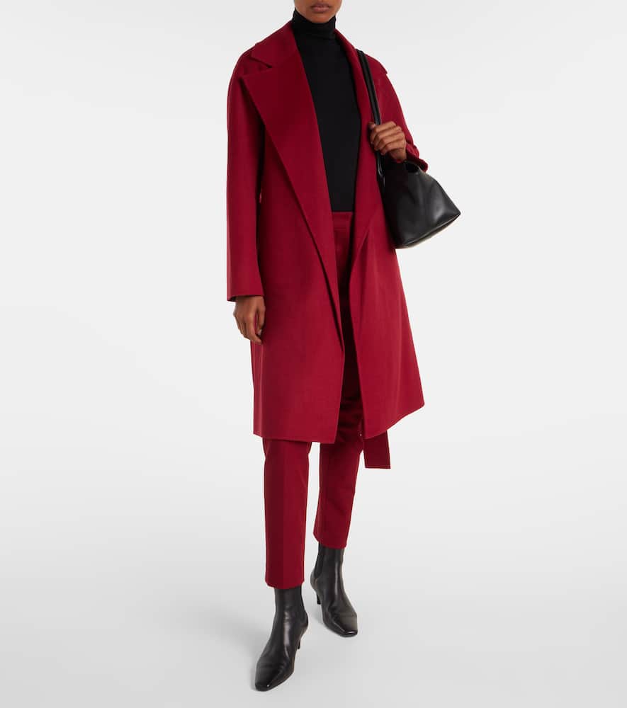 Wool and cashmere wrap coat