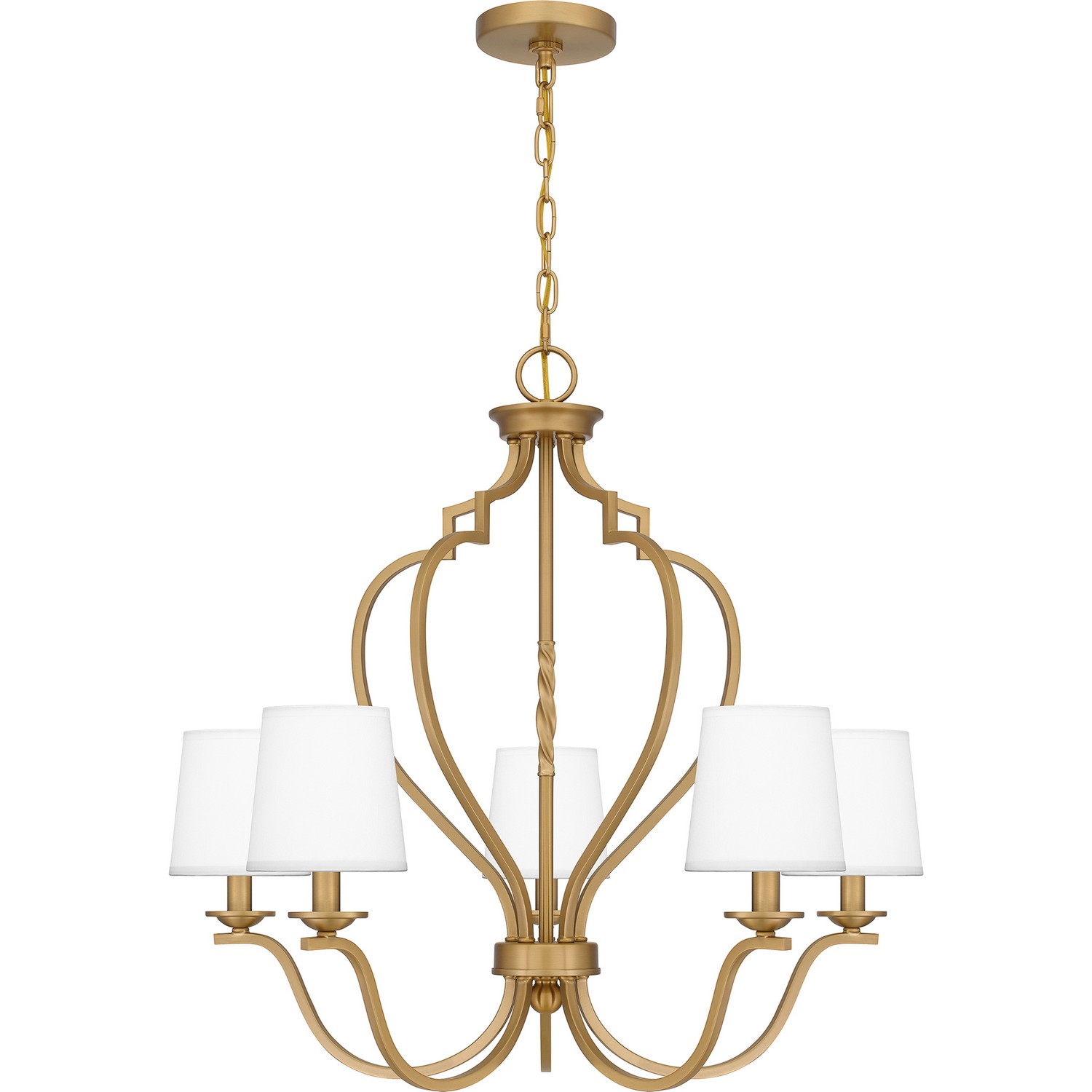 Brushed Weathered Brass Five Light Chandelier from the Wilkins Collection