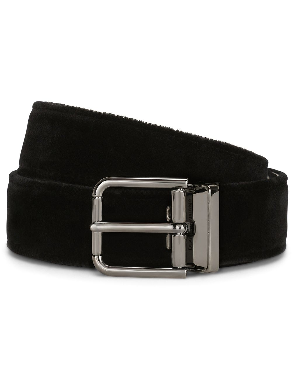 Debossed-logo buckle belt - Black