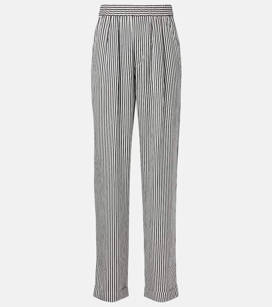 Striped silk straight pants
