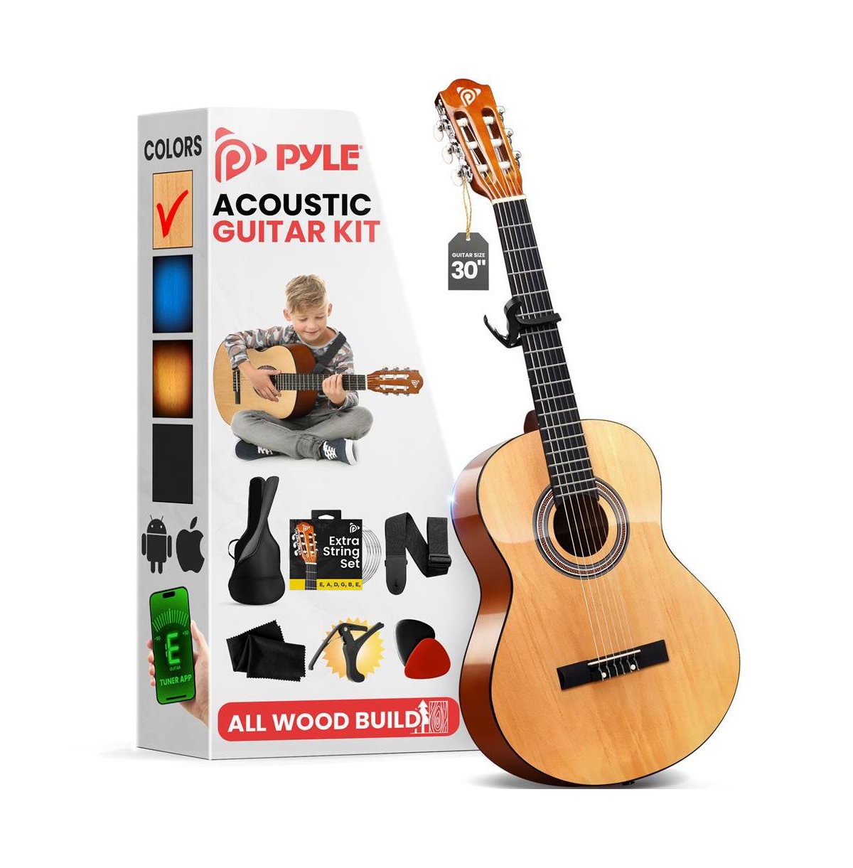 "30"" 6-String Classical Acoustic Guitar for Beginners & Adults with Accessory Kit, Natural Finish - Light brown"