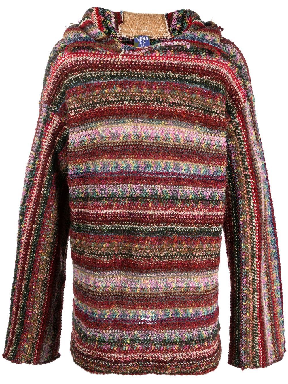 Striped recycled wool hoodie - Red