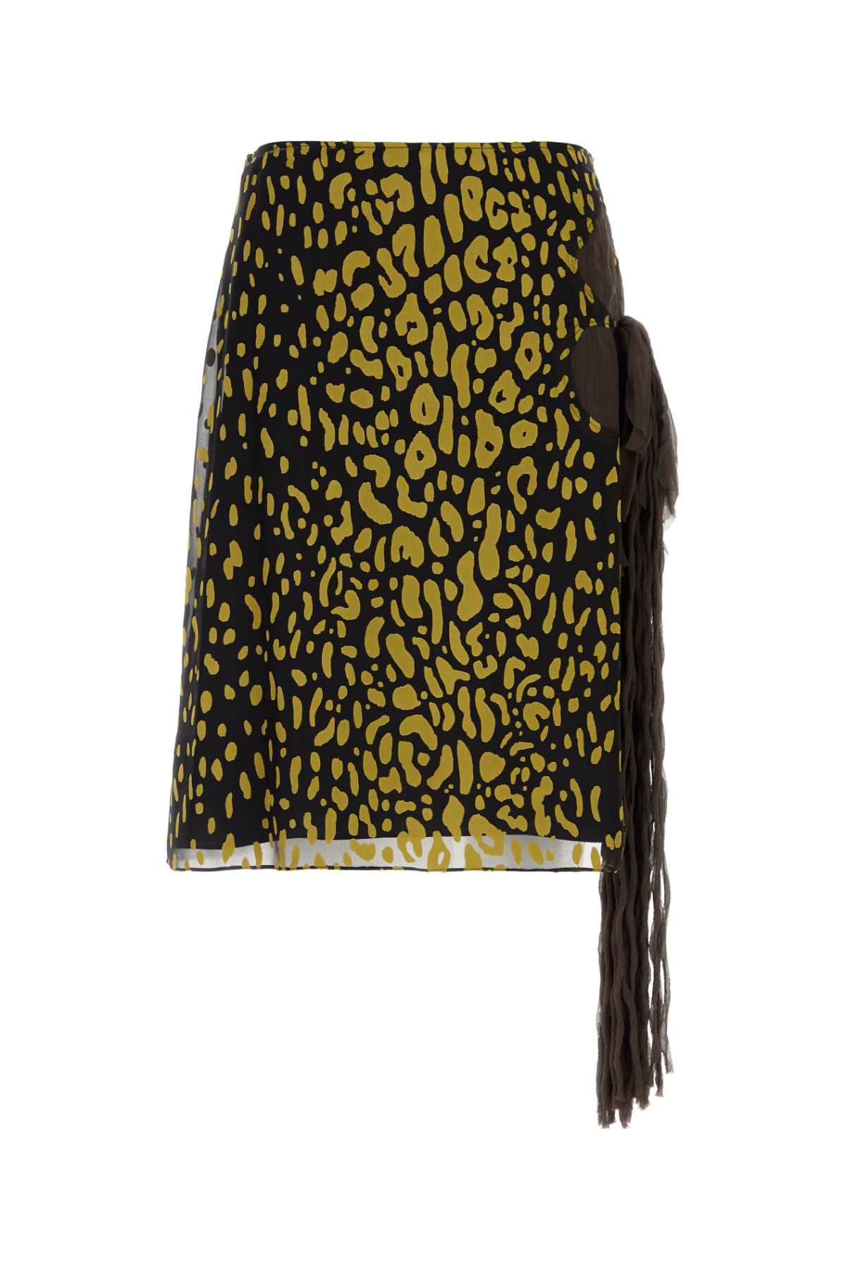 Animal-Print Silk Skirt — Black