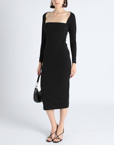 Woman Midi dress Black Size XS Cotton, Elastane
