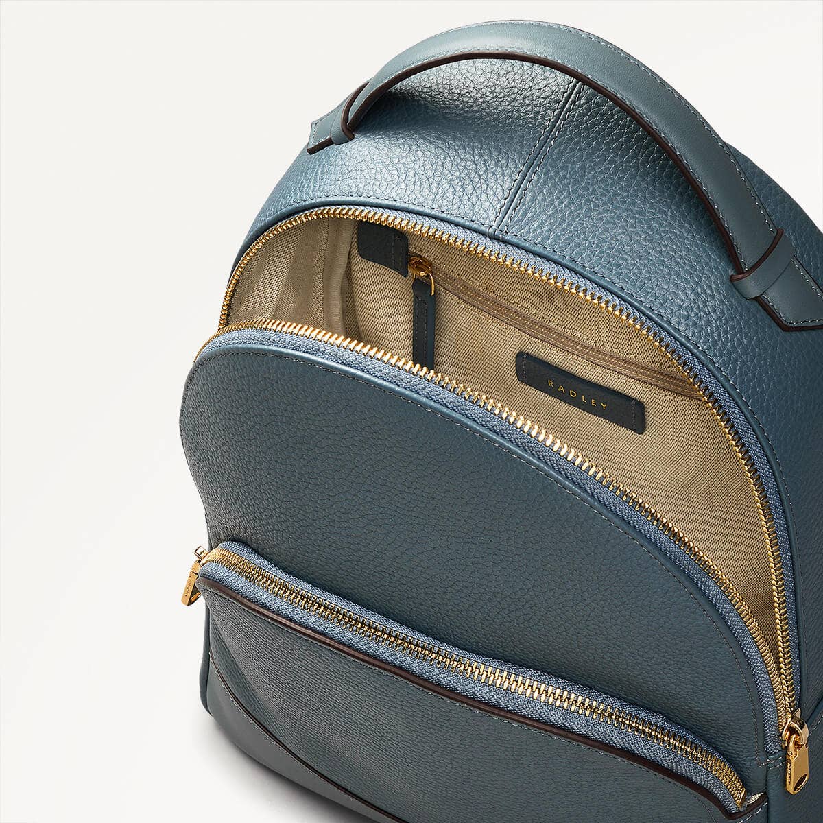 Womens Leather Dallington Medium Zip Around Backpack - Blue Medium