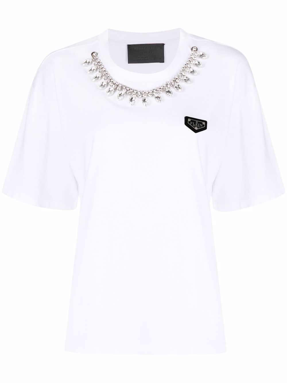 Crystal-embellished cotton T-shirt - White