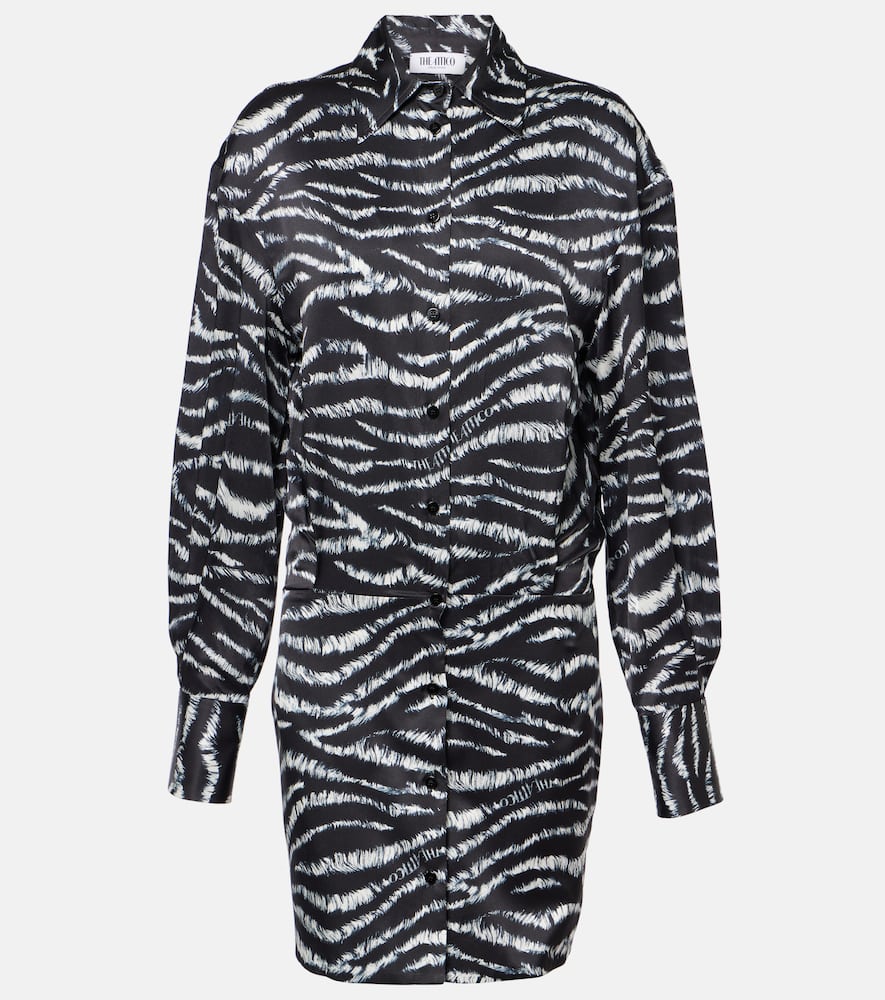 Silvye zebra-print satin shirt dress