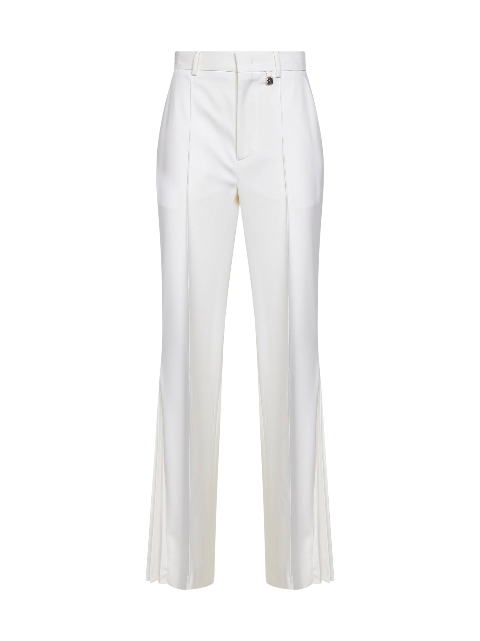 Virgin Wool Flared Trousers — White